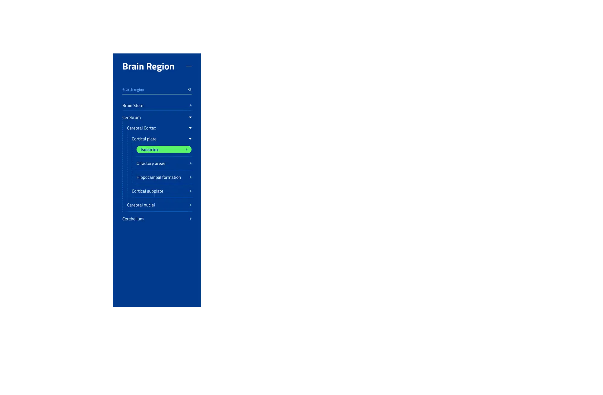 Blue side panel for the isocortex brain region