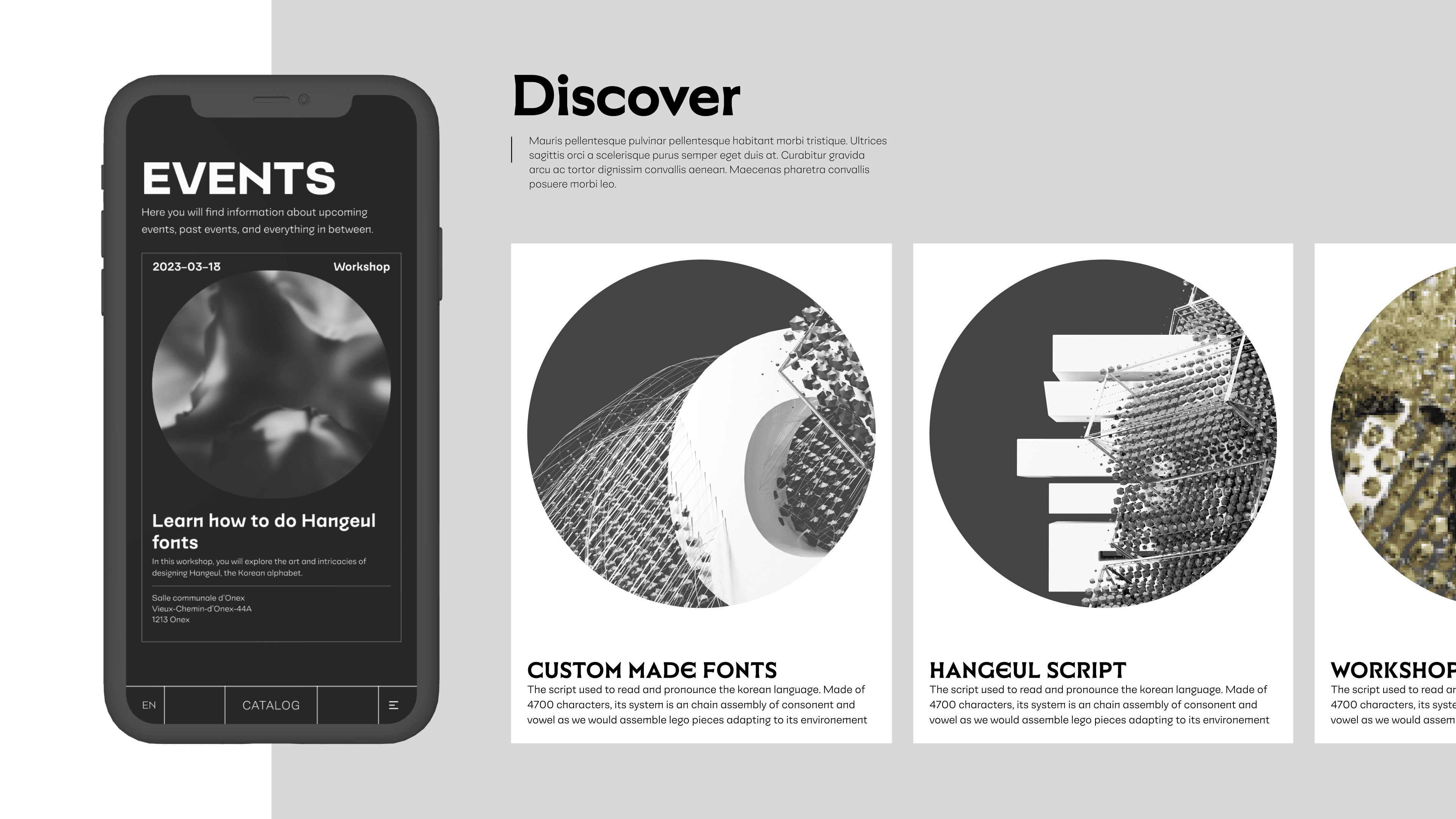 Events and discover pages
